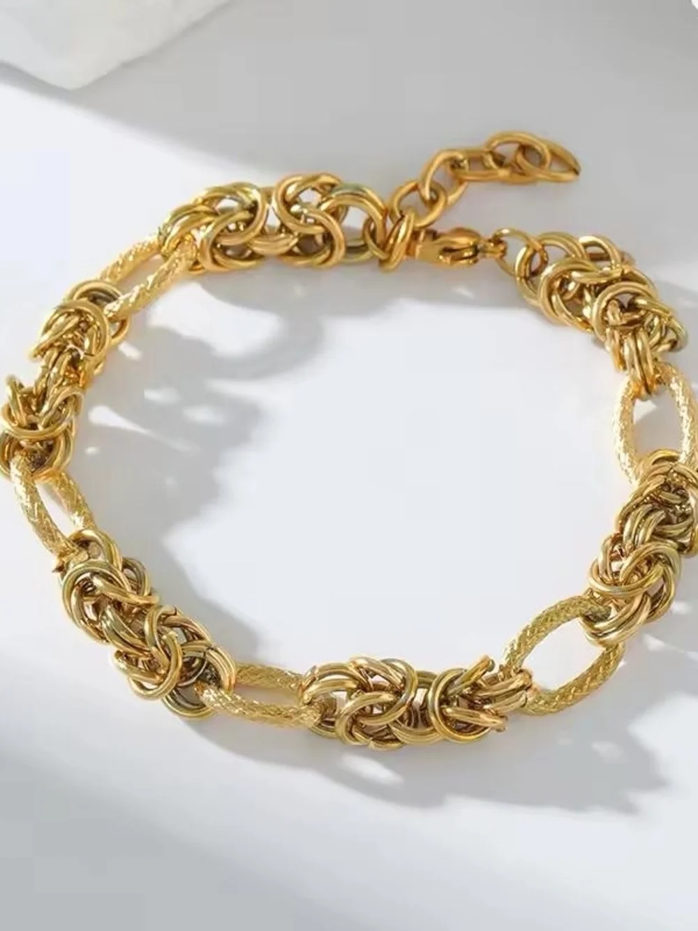 Textured Gold Braided Link Bracelet - Picture 3 of 4